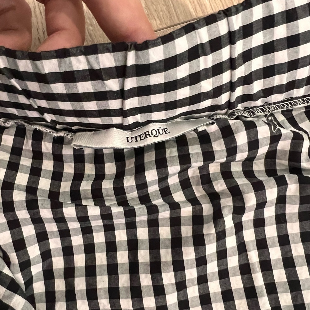 Uterque Black and White Checkered Off-Shoulder Blouse - Picture 4 of 6
